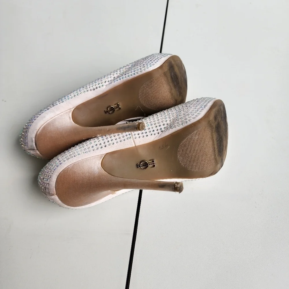 Jennifer Lopez Womens  Studded Blink Beige Ultra High Heels Gemmy Blush Beige - Picture 9 of 10